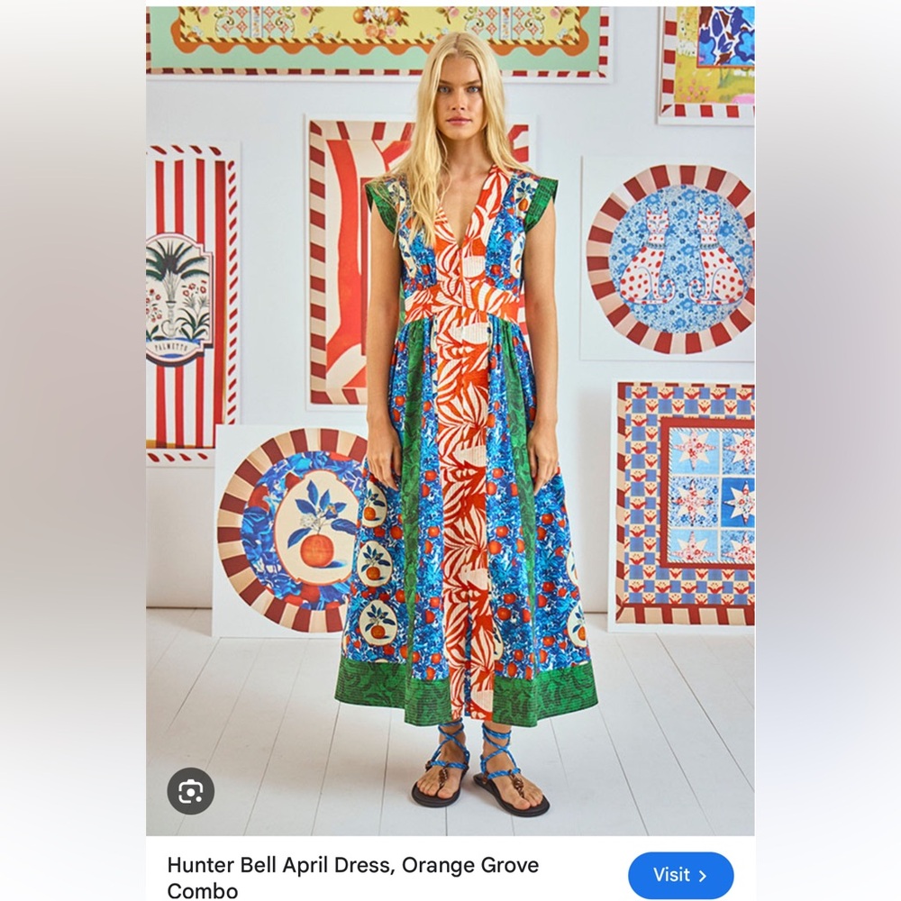 Hunter Bell April Dress - size 12 - NEW - Orange Grove Combo Dress